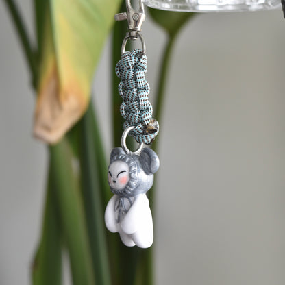 Silver Bear Bow Blue Knot