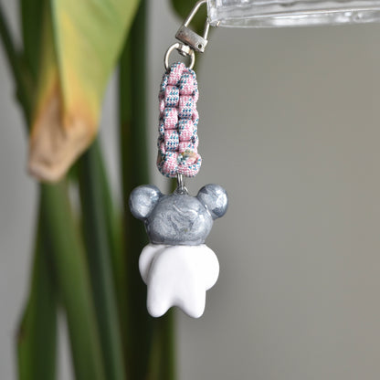 Silver Bear Spiral Pink Grey Knot