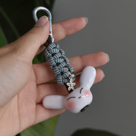 Bunny Flower Charm Blue Brown
