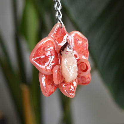 Red Orchid Fairy Charm