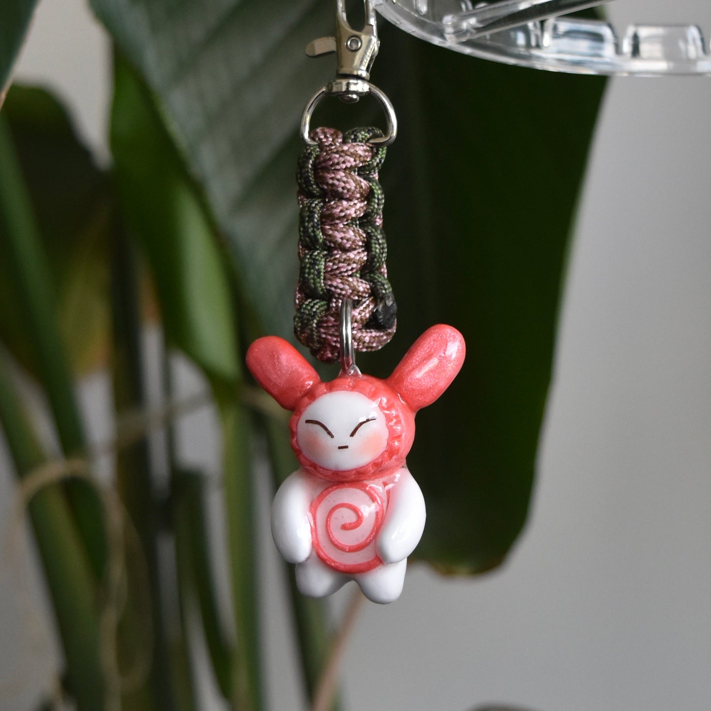 Pink Bunny Spiral Pink Green Flat Knot