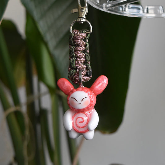 Pink Bunny Spiral Pink Green Flat Knot