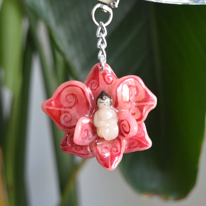 Pink/Red Orchid fairy Charm