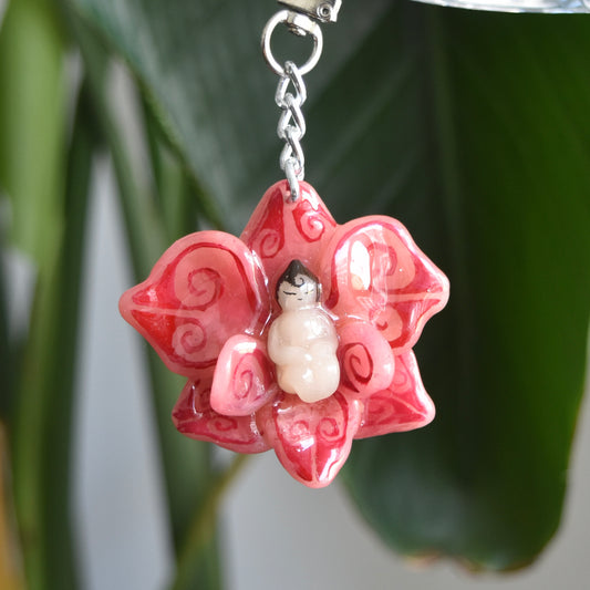 Pink/Red Orchid fairy Charm