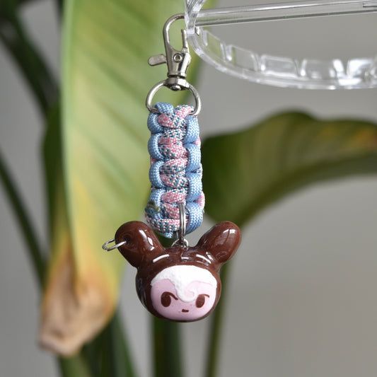 Brown Bear Head Pink Blue Knot