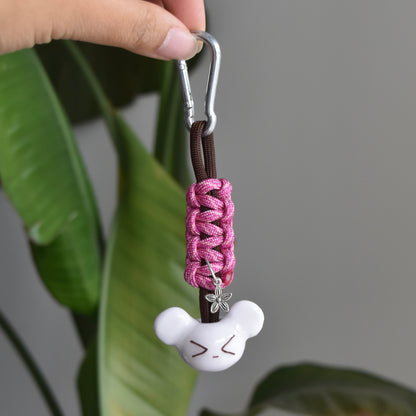 Bear Flower Charm Pink Brown Knot