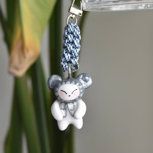 Silver Bear Bow Blue Knot